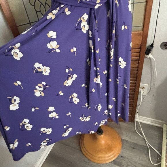 Lauren Ralph Lauren Black Label Floral Flutter Sleeve Jersey Dress Size 10 - Picture 11 of 14